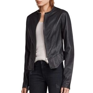 All Saints Calle Blazer Leather Jacket Black Size 00